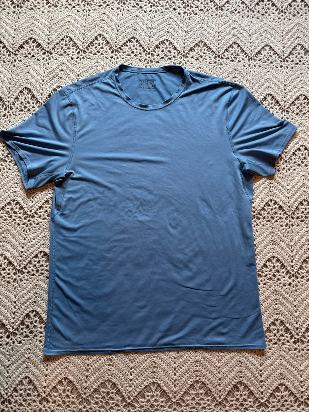 Patagonia Capilene Daily Baselayer Men's Large Light Blue Hiking Outdoors Tee